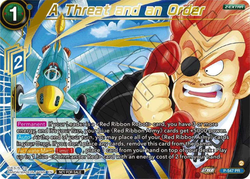A Threat and an Order (Championship Z Extra Card Pack 2023) (Gold-Stamped) (P-547) [Tournament Promotion Cards] - for just $0.80! 
