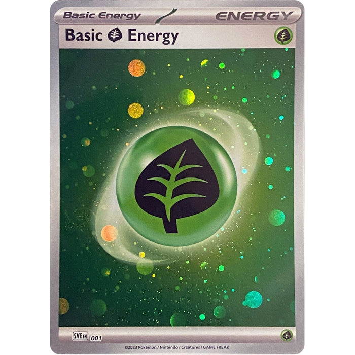 Basic Grass Energy (001) (Cosmos Holo) [Scarlet & Violet: Base Set] - Just $0.35! Shop now at Retro Gaming of Denver