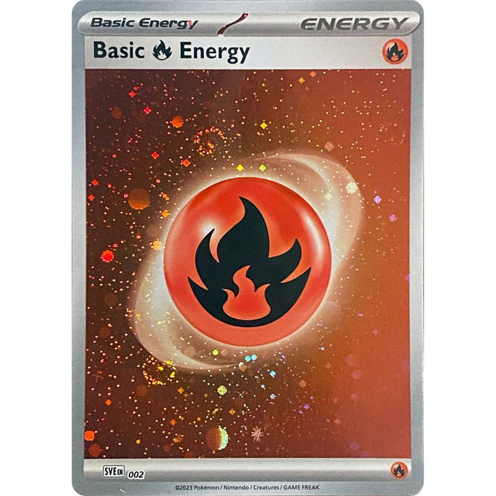 Basic Fire Energy (002) (Cosmos Holo) [Scarlet & Violet: Base Set] - Just $0.35! Shop now at Retro Gaming of Denver