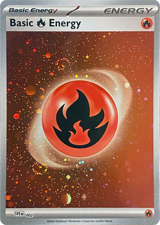 Basic Fire Energy (002) (Cosmos Holo) [Scarlet & Violet: Base Set] - for just $0.20! 