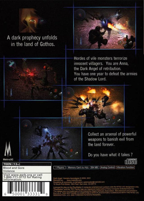 Dark Angel: Vampire Apocalypse – PlayStation 2 (PS2) - for just $0! 