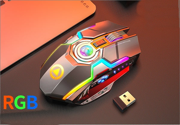 Color Wireless Gaming RGB Rechargeable Mute Button Mouse - for just $39.94! 