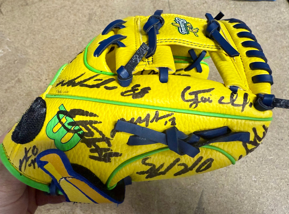 2025 Savannah Bananas Team Signed Youth Official Glove Cole Olson Oberst 30+ Sig - for just $650! 