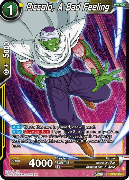 Piccolo, A Bad Feeling (BT21-115) [Wild Resurgence] - for just $0.10! 