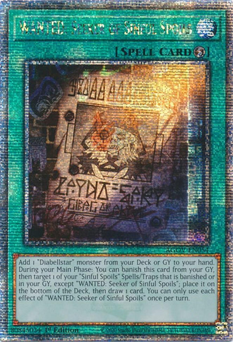 WANTED: Seeker of Sinful Spoils (Quarter Century Secret Rare) [AGOV-EN054] Quarter Century Secret Rare - for just $50.75! 
