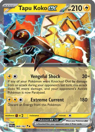 Tapu Koko ex 068/182 - SV04 Paradox Rift Holofoil - for just $0.30! 