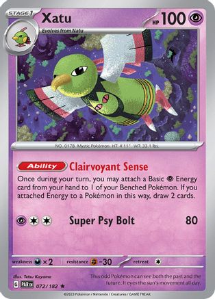 Xatu 072/182 - SV04 Paradox Rift Holofoil - for just $0.08! 