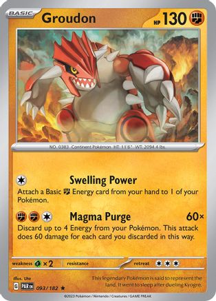 Groudon 093/182 - SV04 Paradox Rift Holofoil - for just $0.08! 