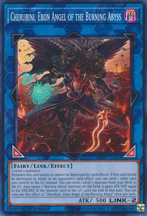 Cherubini, Ebon Angel of the Burning Abyss [RA01-EN042] Super Rare - for just $0.10! 