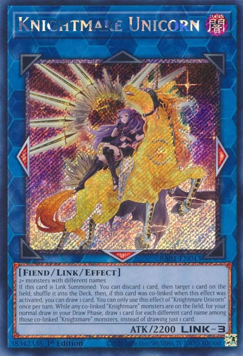 Knightmare Unicorn (Alternate Art) [RA01-EN043] Platinum Secret Rare - for just $0.50! 