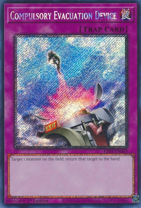 Compulsory Evacuation Device [RA01-EN069] Platinum Secret Rare - for just $1! 