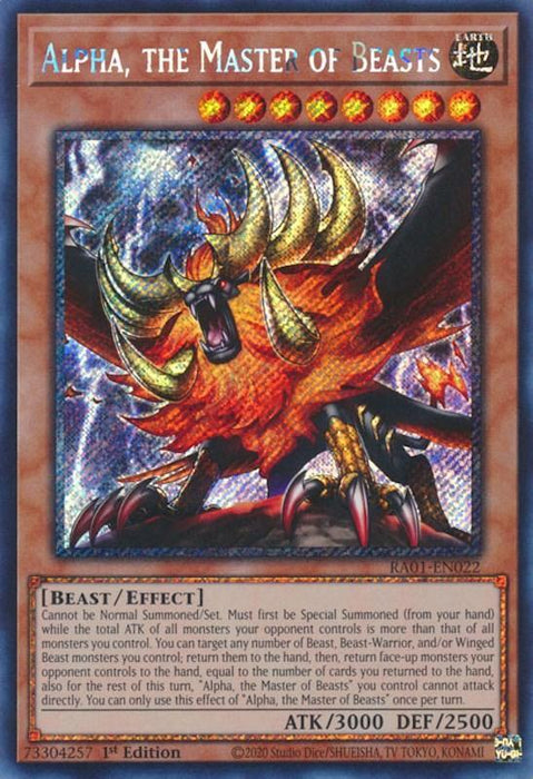 Alpha, the Master of Beasts [RA01-EN022] Platinum Secret Rare - for just $0.15! 