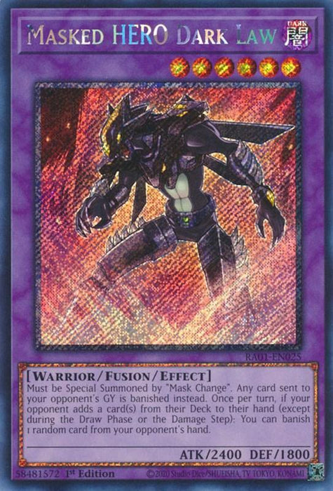 Masked HERO Dark Law [RA01-EN025] Platinum Secret Rare - for just $0.75! 