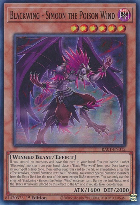 Blackwing - Simoon the Poison Wind [RA01-EN012] Super Rare - for just $0.10! 
