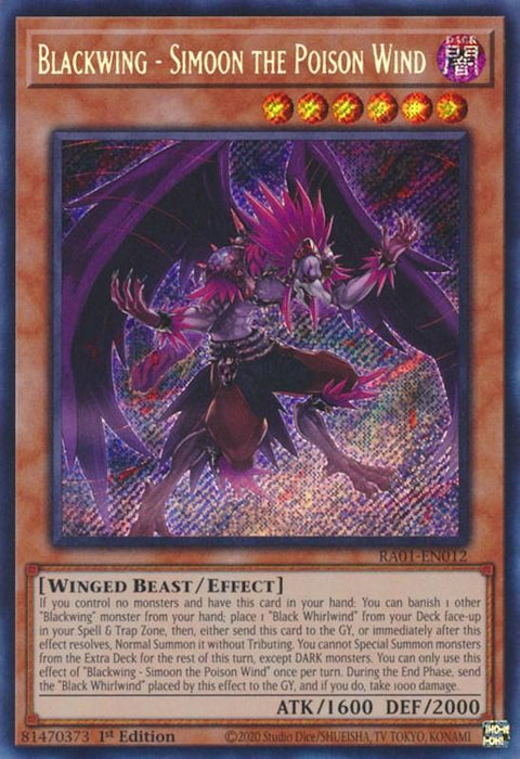 Blackwing - Simoon the Poison Wind [RA01-EN012] Secret Rare - for just $0.10! 