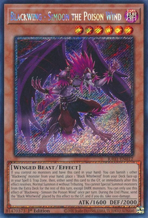 Blackwing - Simoon the Poison Wind [RA01-EN012] Platinum Secret Rare - for just $0.20! 