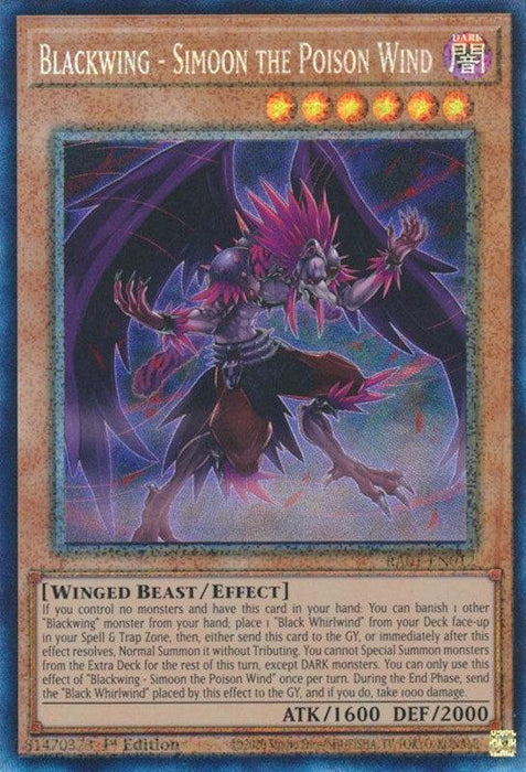 Blackwing - Simoon the Poison Wind [RA01-EN012] Prismatic Collector's Rare - for just $0.15! 
