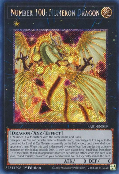 Number 100: Numeron Dragon [RA01-EN039] Platinum Secret Rare - for just $0.25! 
