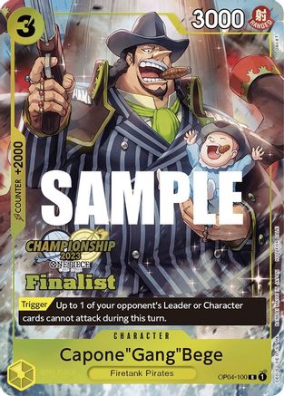 Capone"Gang"Bege (CS 2023 Top Players Pack) [Finalist] (OP04-100) - One Piece Promotion Cards Foil - for just $49.50! 