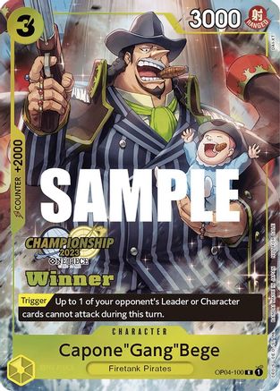 Capone"Gang"Bege (CS 2023 Top Players Pack) [Winner] (OP04-100) - One Piece Promotion Cards Foil - for just $49.50! 