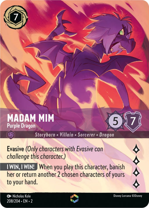 Madam Mim - Purple Dragon (Enchanted) (208/204) - Rise of the Floodborn Holofoil - for just $13.80! 
