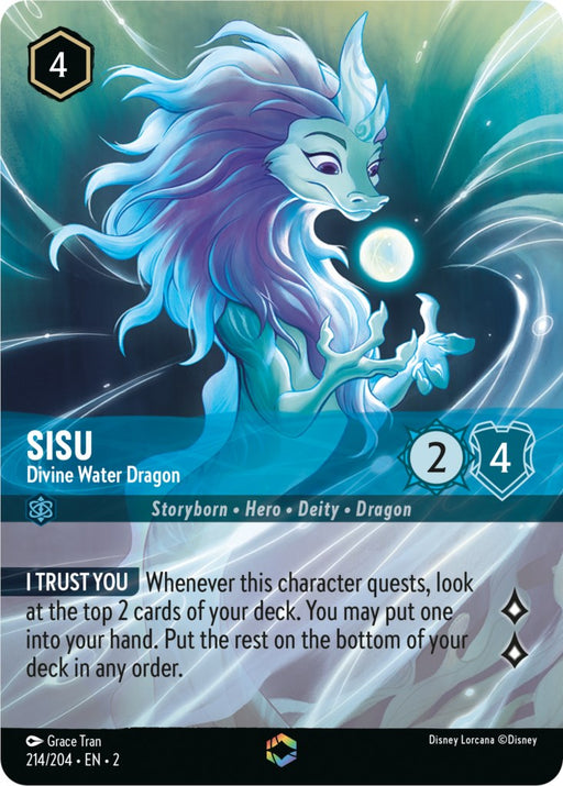 Sisu - Divine Water Dragon (Enchanted) (214/204) - Rise of the Floodborn Holofoil - for just $15.07! 