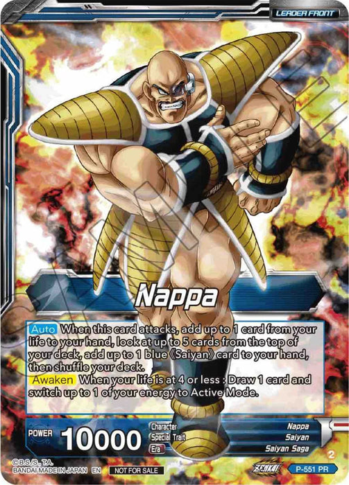Nappa // Vegeta & Nappa, Saiyan Invasion (P-551) [Promotion Cards] - for just $0.35! 