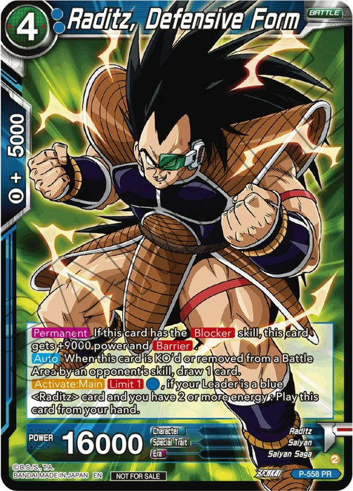 Raditz, Defensive Form (Zenkai Series Tournament Pack Vol.6) (P-558) [Tournament Promotion Cards] - for just $0.10! 