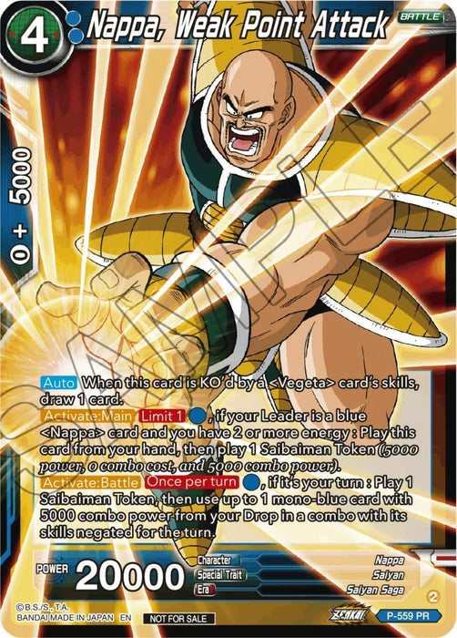 Nappa, Weak Point Attack (Zenkai Series Tournament Pack Vol.6) (P-559) [Tournament Promotion Cards] - for just $0.10! 