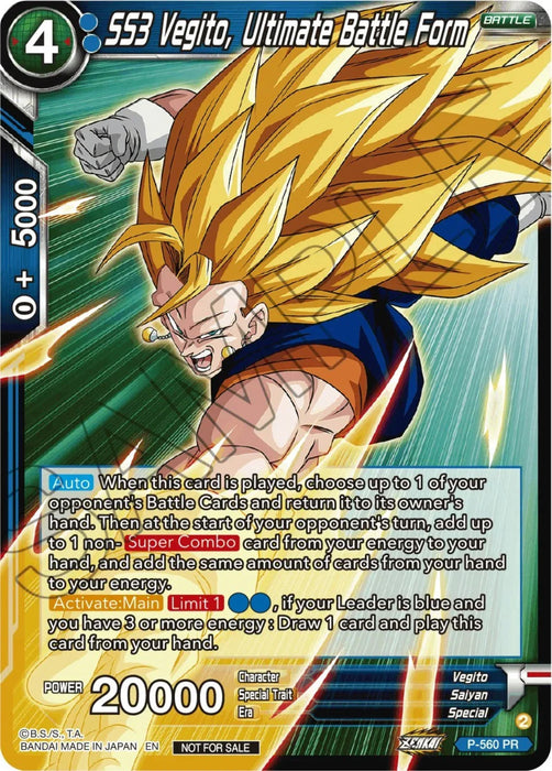 SS3 Vegito, Ultimate Battle Form (Zenkai Series Tournament Pack Vol.6) (P-560) [Tournament Promotion Cards] - for just $0.60! 