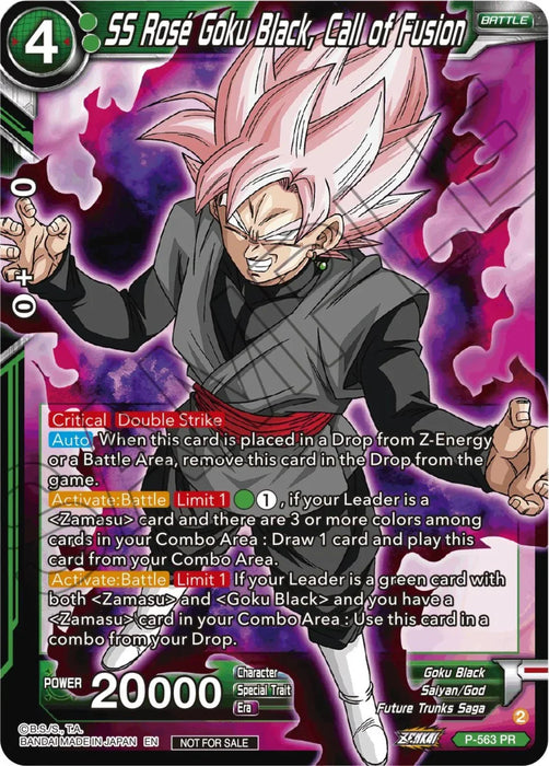 SS Rose Goku Black, Call of Fusion (Zenkai Series Tournament Pack Vol.6) (P-563) [Tournament Promotion Cards] - for just $0.15! 