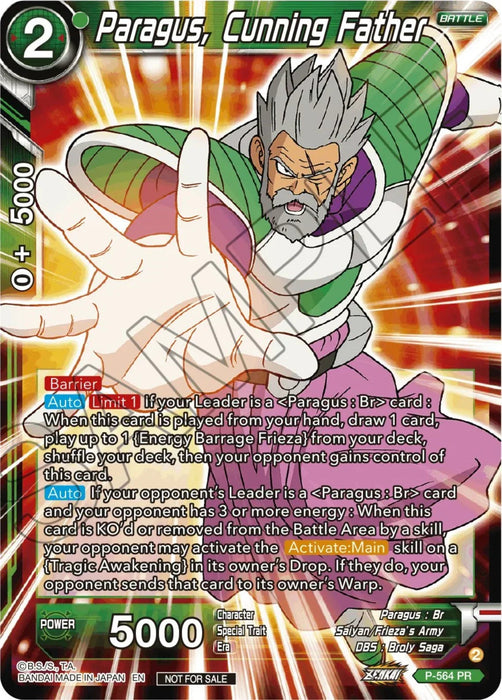 Paragus, Cunning Father (Zenkai Series Tournament Pack Vol.6) (P-564) [Tournament Promotion Cards] - for just $0.10! 