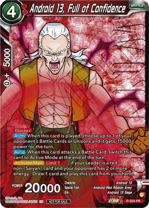 Android 13, Full of Confidence (Zenkai Series Tournament Pack Vol.6) (Winner) (P-554) [Tournament Promotion Cards] - for just $1.40! 