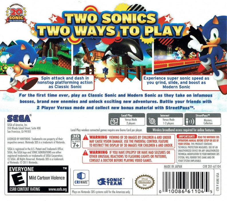 Sonic Generations – Nintendo 3DS (3DS) - for just $17.99! 