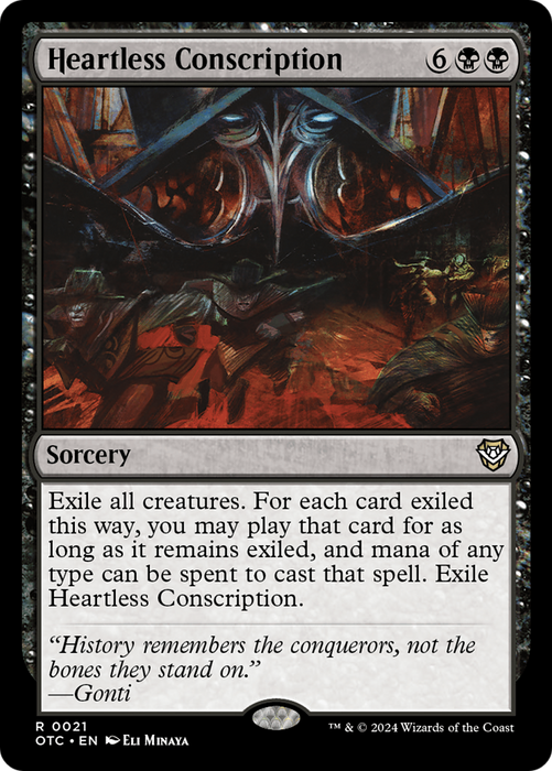 Heartless Conscription (OTC-021) - Outlaws of Thunder Junction Commander - for just $0.74! 