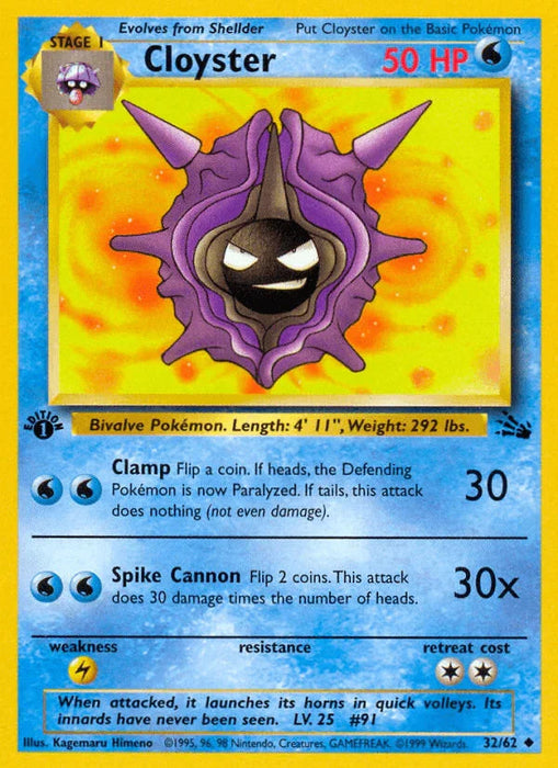 Cloyster (32/62) [Fossil 1st Edition] - for just $0.80! 