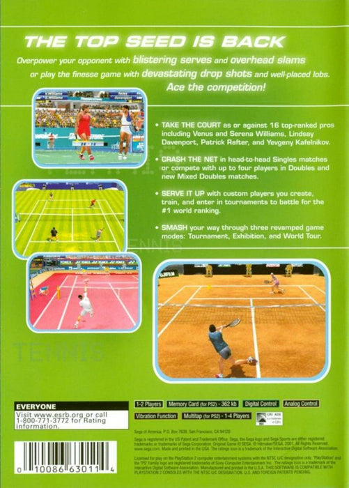 Sega Sports Tennis – PlayStation 2 (PS2) - for just $5.99! 
