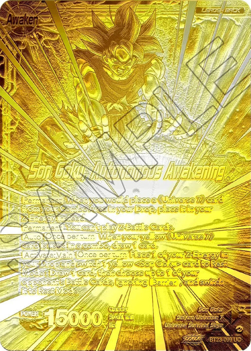 SSB Son Goku // Son Goku, Autonomous Awakening (2023 Championship Finals) (Gold Metal Foil) (BT23-099) [Tournament Promotion Cards] - for just $0.10! 