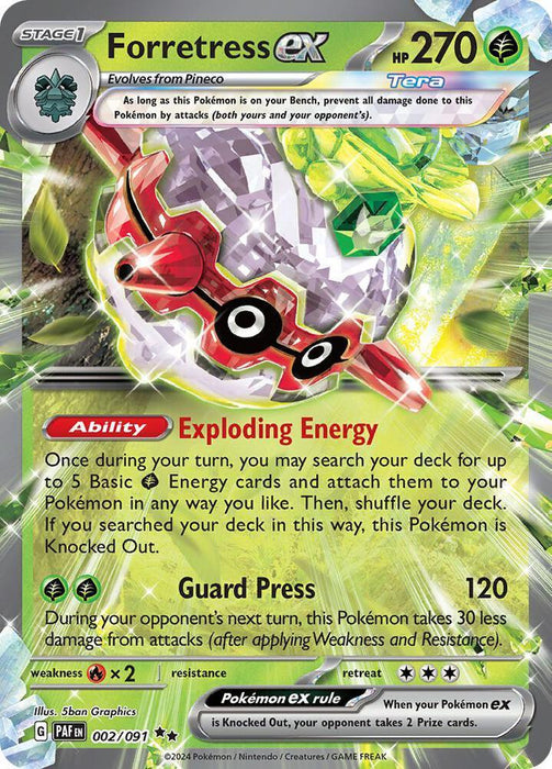 Forretress ex (002/091) [Scarlet & Violet: Paldean Fates] - for just $0.30! 