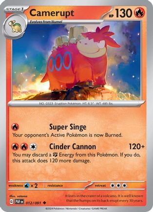 Camerupt 012/091 - SV Paldean Fates - for just $0.05! 