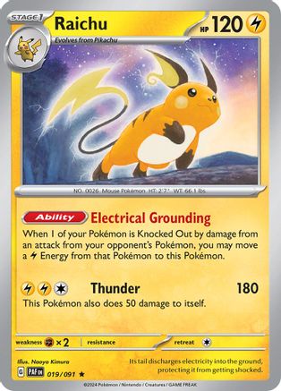 Raichu 019/091 - SV Paldean Fates Holofoil - for just $0.08! 