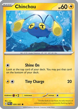 Chinchou 020/091 - SV Paldean Fates - for just $0.03! 