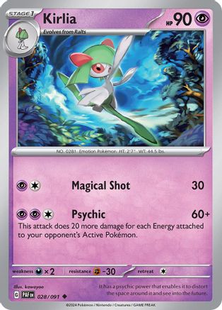 Kirlia 028/091 - SV Paldean Fates - for just $0.05! 