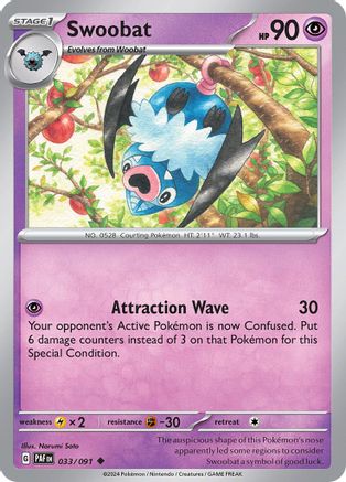 Swoobat 033/091 - SV Paldean Fates - for just $0.03! 