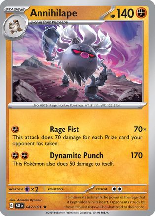 Annihilape 047/091 - SV Paldean Fates Holofoil - for just $0.06! 