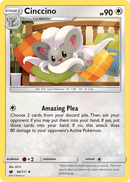 Cinccino (86/111) [Sun & Moon: Crimson Invasion] - for just $0.10! 
