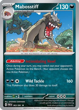 Mabosstiff 063/091 - SV Paldean Fates Holofoil - for just $0.08! 