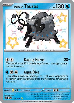Paldean Tauros 120/091 - SV Paldean Fates Holofoil - for just $1.78! 