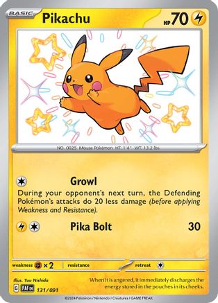 Pikachu 131/091 - SV Paldean Fates Holofoil - for just $32.59! 