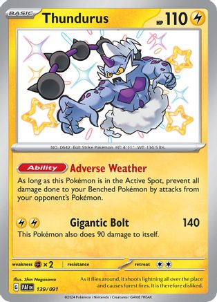 Thundurus 139/091 - SV Paldean Fates Holofoil - for just $1! 